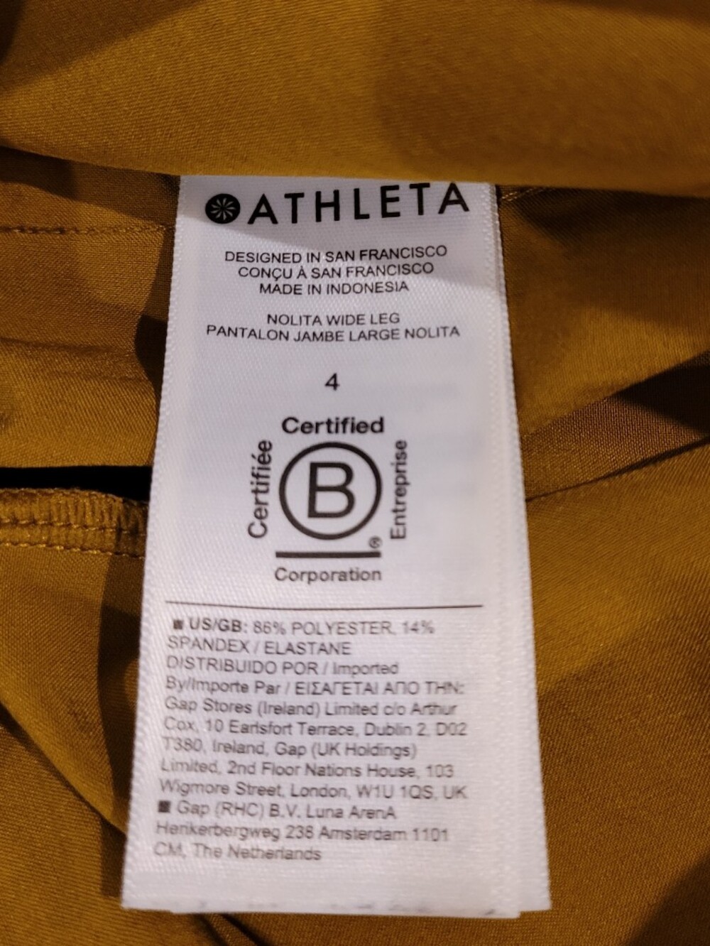 Athleta Nolita Wide Leg Pants Brass Yellow Gold Size 4 - Picture 4 of 8